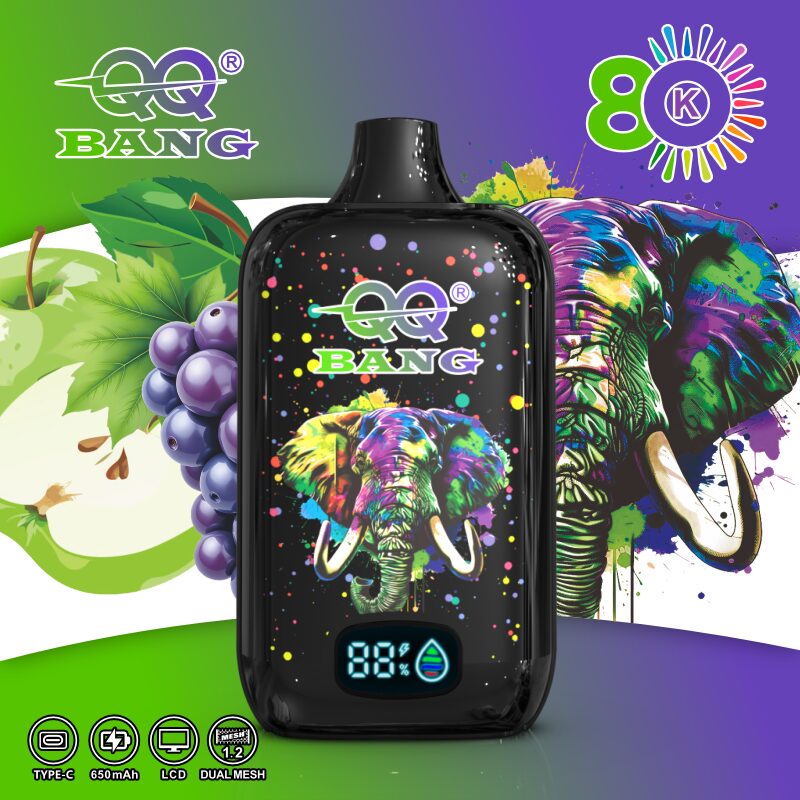 QQ Bang 80K Disposable Vape|Type-C Rechargeable LCD Display in Apple Grape flavor