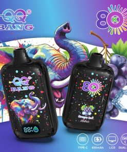 QQ Bang 80K Disposable Vape|Type-C Rechargeable LCD Display in Grape Ice flavor