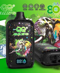QQ Bang 80K Disposable Vape|Type-C Rechargeable LCD Display in Mint Ice flavor
