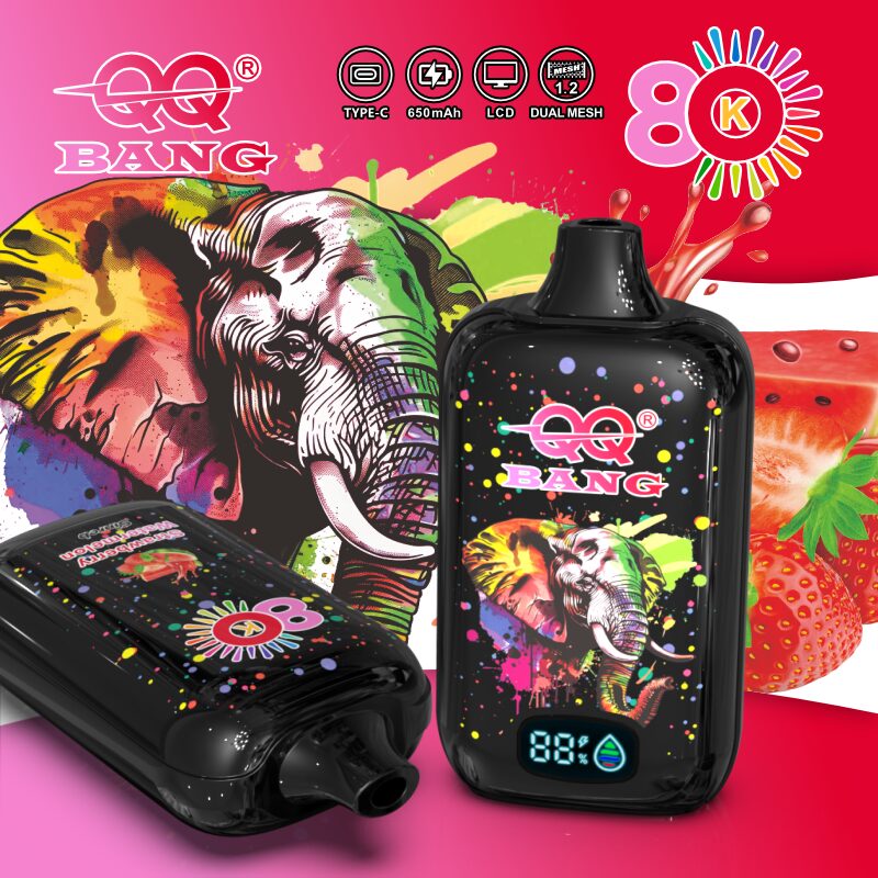 QQ Bang 80K Disposable Vape|Type-C Rechargeable LCD Display in qq bang 80k strawberry water melon flavor