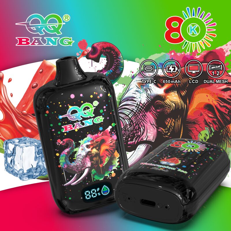 QQ Bang 80K Disposable Vape|Type-C Rechargeable LCD Display in Watermelon Ice flavor