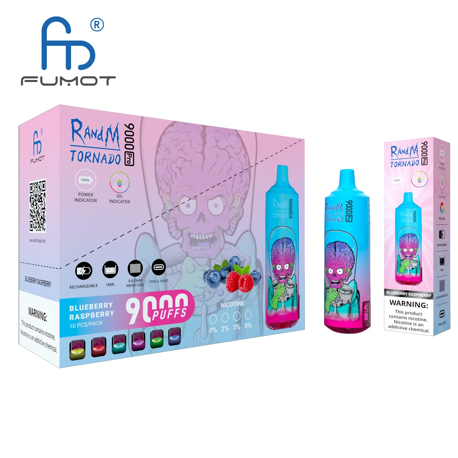 RandM Tornado 9000 9k Puffs Pro LED Display Disposable Vape Fumot in Tornado 9000 flavor