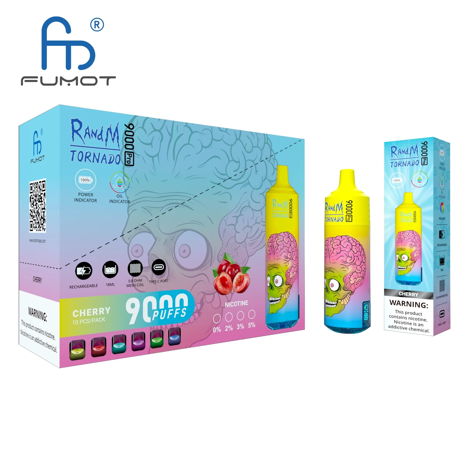 RandM Tornado 9000 9k Puffs Pro LED Display Disposable Vape Fumot in Tornado 9000 flavor
