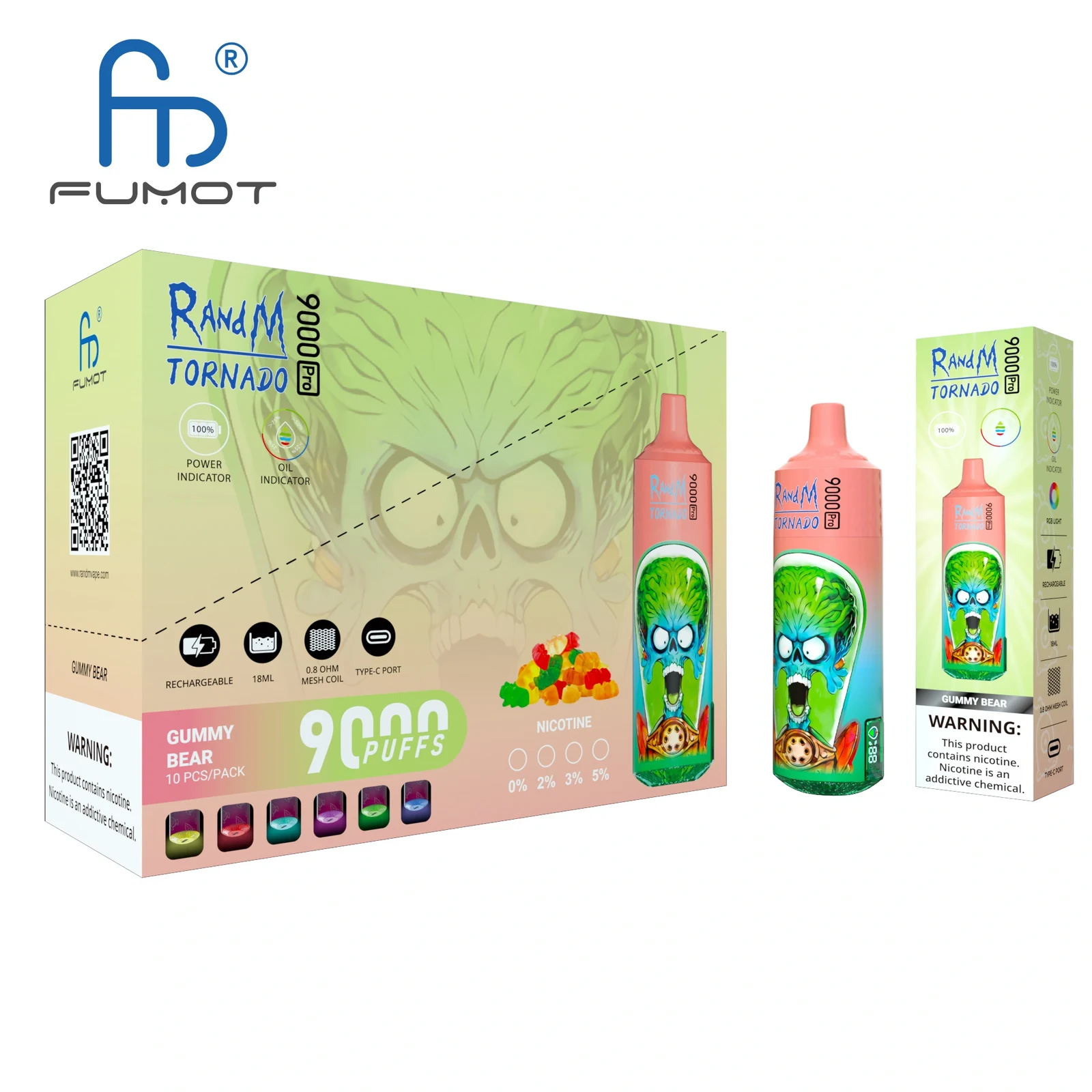 RandM Tornado 9000 9k Puffs Pro LED Display Disposable Vape Fumot in Tornado 9000 flavor