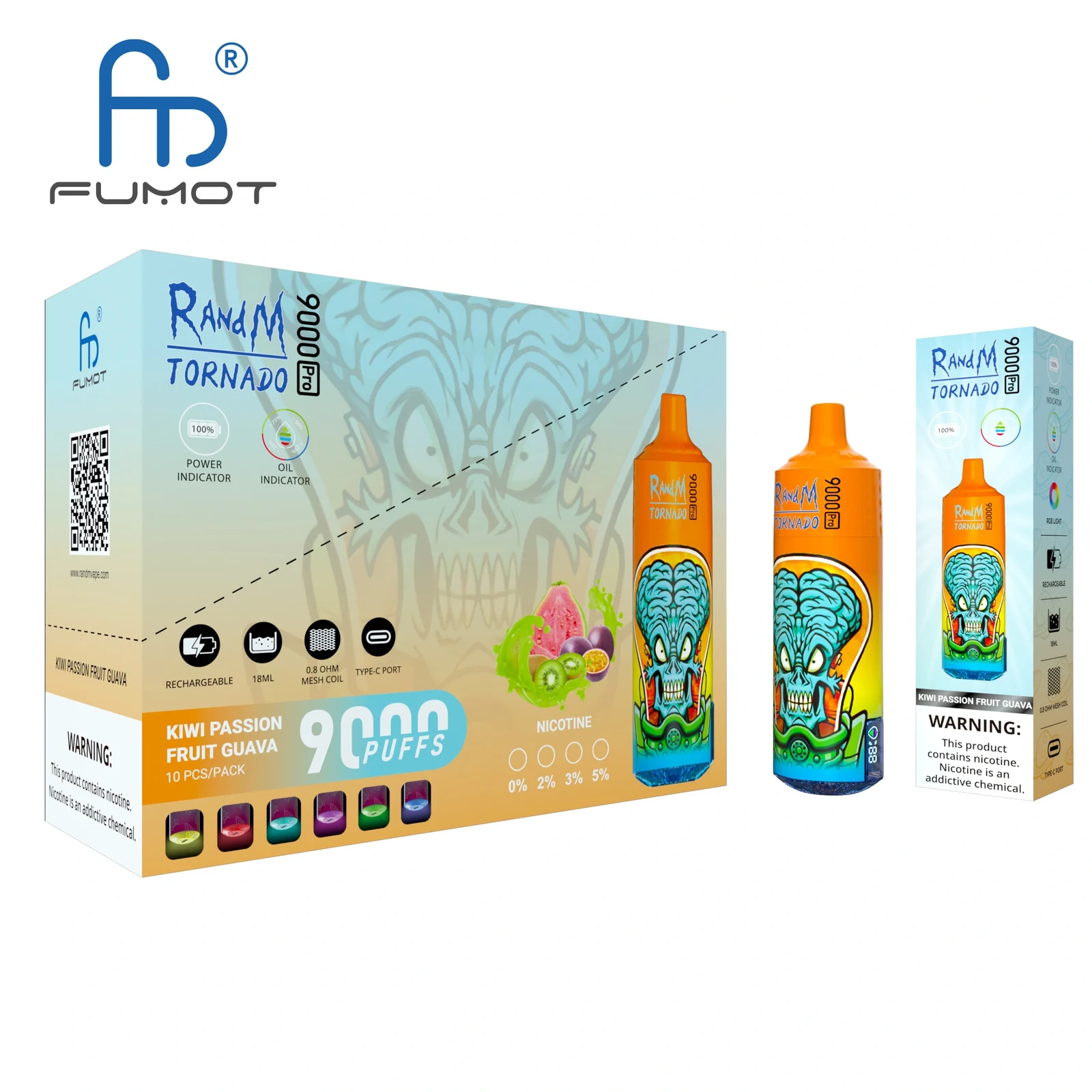 RandM Tornado 9000 9k Puffs Pro LED Display Disposable Vape Fumot in Tornado 9000 flavor