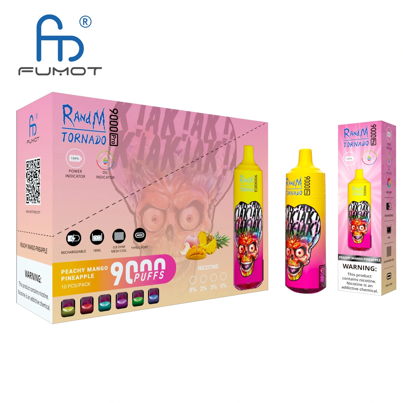 RandM Tornado 9000 9k Puffs Pro LED Display Disposable Vape Fumot in Tornado 9000 flavor