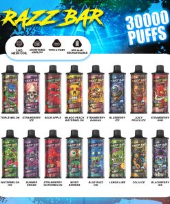 Razz Bar 30000 30K Puffs Disposable Vape | Long Lasting Rechargeable Vape with Adjustable Airflow product image