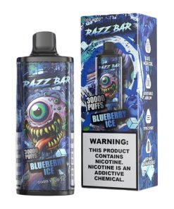 Razz Bar 30000 30K Puffs Disposable Vape | Long Lasting Rechargeable Vape with Adjustable Airflow in razz bar 30000 30k blueberry ice flavor