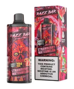 Razz Bar 30000 30K Puffs Disposable Vape | Long Lasting Rechargeable Vape with Adjustable Airflow in razz bar 30000 30k strawberry watermelon flavor
