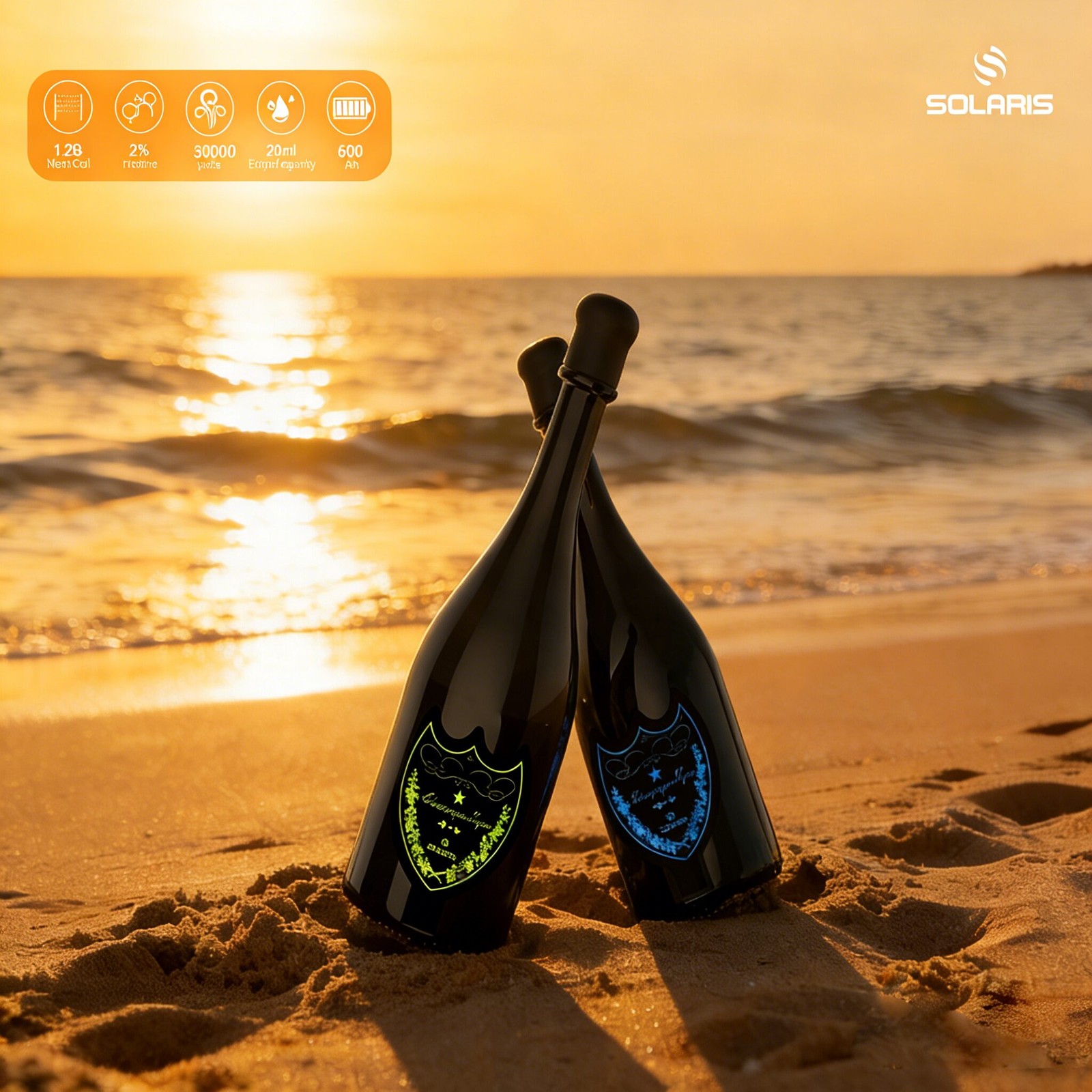 Solaris Champagne 30000 30K Puffs 2% Rechargeable LED Light Disposable Vape product image