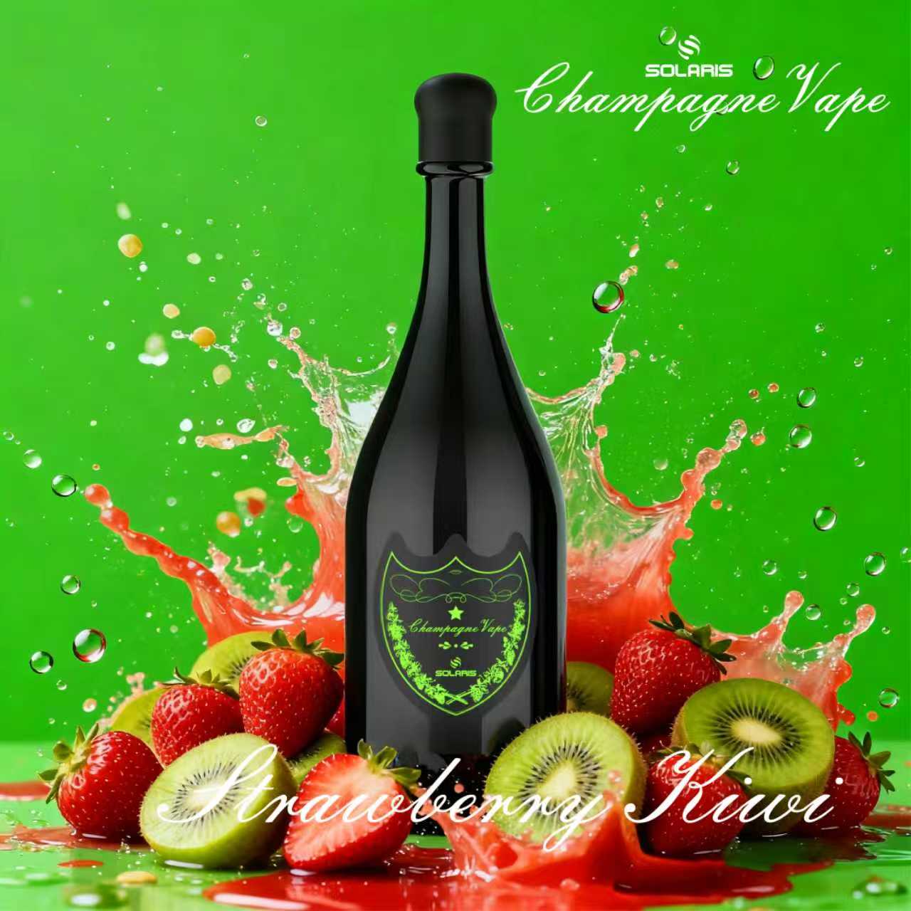 Solaris Champagne 30000 30K Puffs 2% Rechargeable LED Light Disposable Vape in Strawberry Kiwi flavor