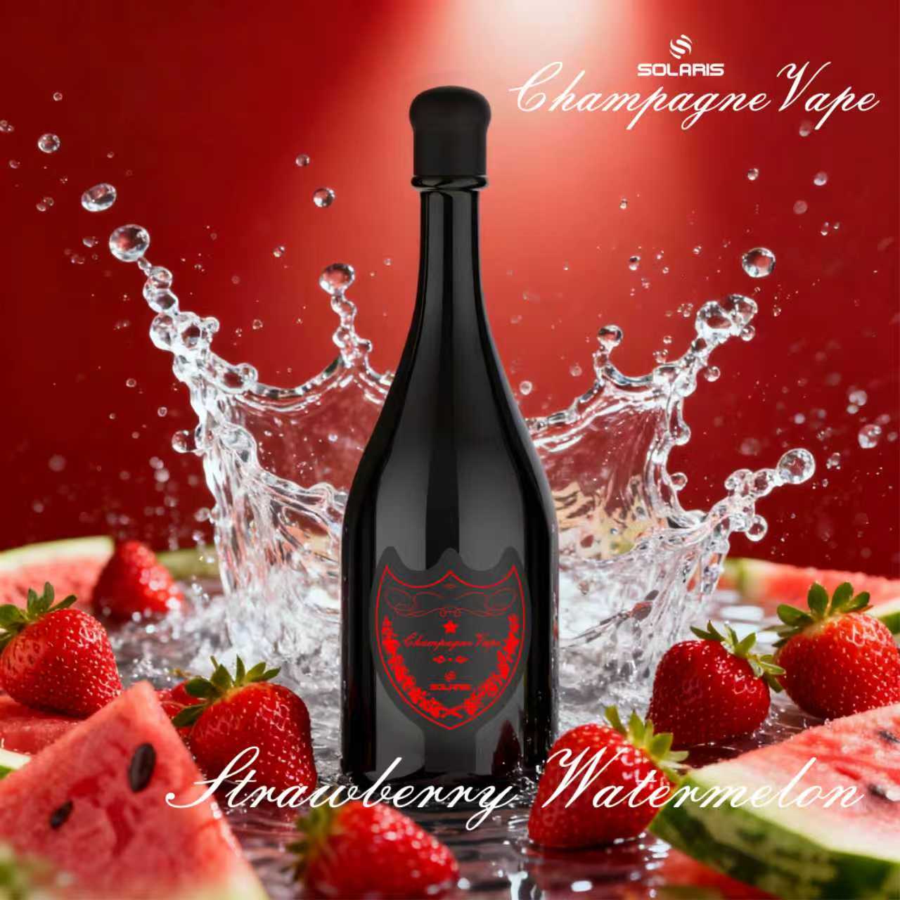 Solaris Champagne 30000 30K Puffs 2% Rechargeable LED Light Disposable Vape in Strawberry Watermelon flavor