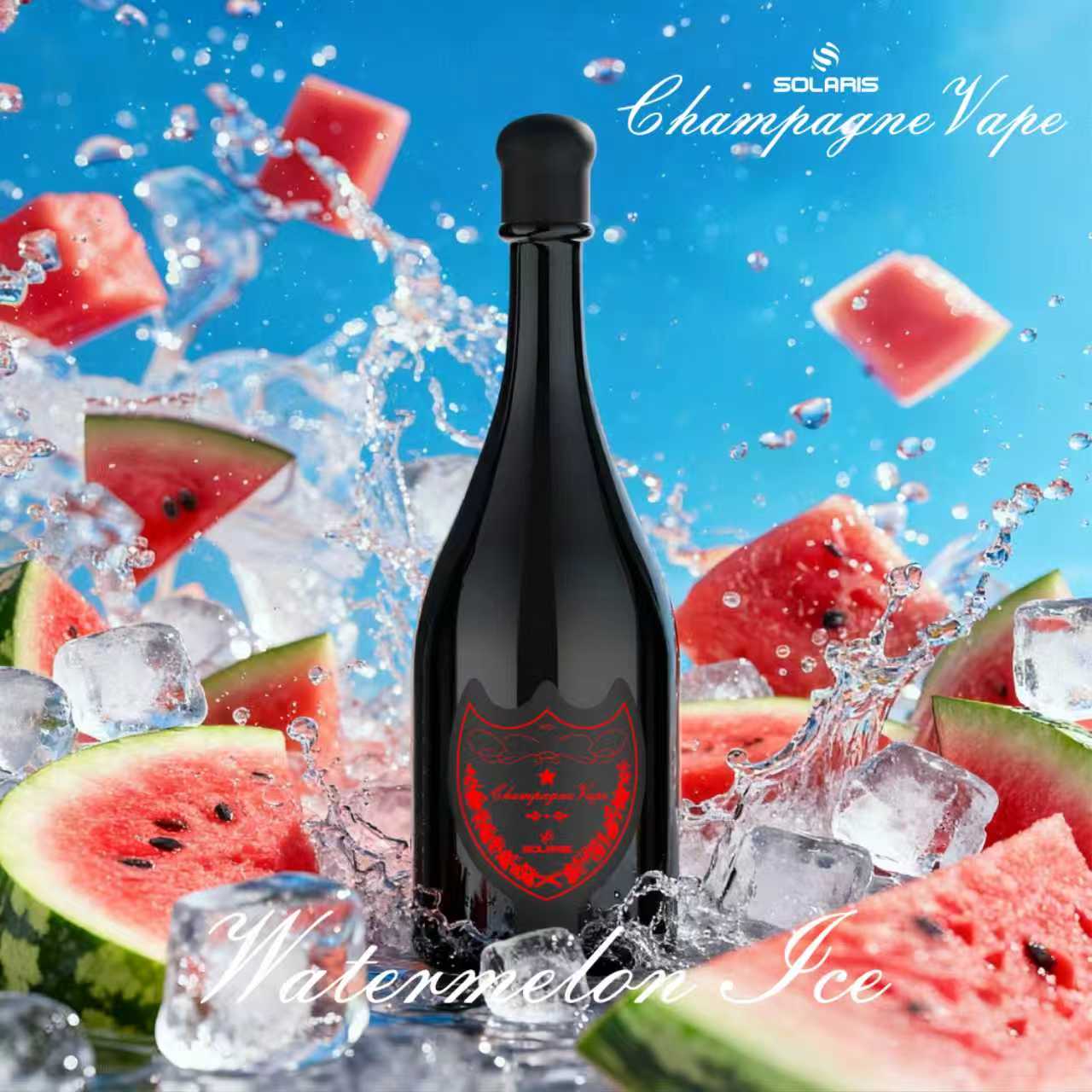 Solaris Champagne 30000 30K Puffs 2% Rechargeable LED Light Disposable Vape in Watermelon Ice flavor