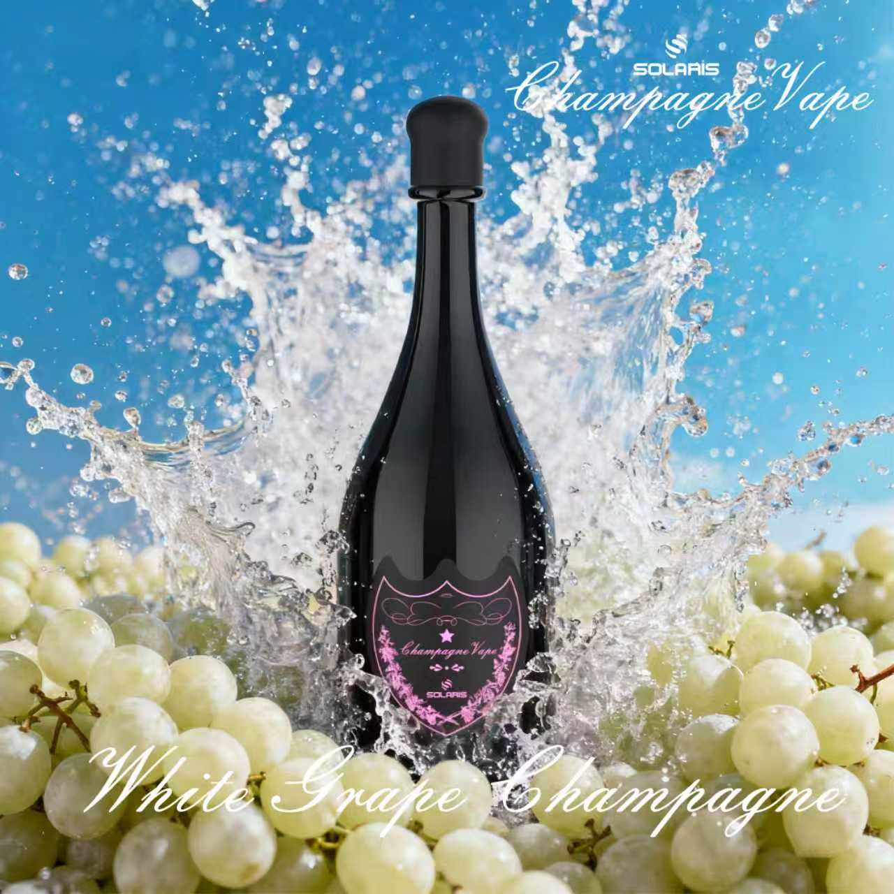 Solaris Champagne 30000 30K Puffs 2% Rechargeable LED Light Disposable Vape in White Grape Champagne flavor