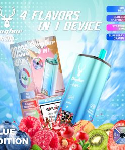 Stag Bar 4in1 80000 80K Puffs Rechargeable LCD Display Disposable Vape EU Warehouse in Mr Blue & Blueberry Raspberry Ice & Strawberry Kiwi & Blueberry