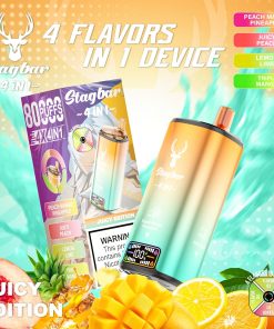 Stag Bar 4in1 80000 80K Puffs Rechargeable LCD Display Disposable Vape EU Warehouse in Peach Mango Pineapple & Juicy Peach & Lemon Lime & Triple Mango