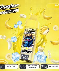 Stagbar Jagger Pro 40000 40K Puffs Adjustable Airflow & LED Display Rechargeable Disposable Vape in Banana Ice flavor