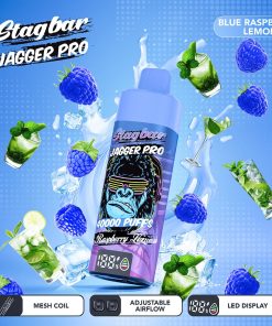 Stagbar Jagger Pro 40000 40K Puffs Adjustable Airflow & LED Display Rechargeable Disposable Vape in Blue Raspberry Lemonade flavor