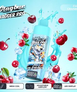 Stagbar Jagger Pro 40000 40K Puffs Adjustable Airflow & LED Display Rechargeable Disposable Vape in Cherry Cranberry flavor
