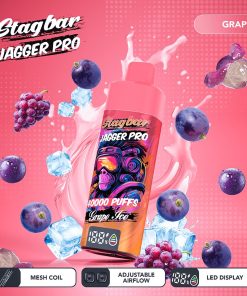Stagbar Jagger Pro 40000 40K Puffs Adjustable Airflow & LED Display Rechargeable Disposable Vape in Grape Ice flavor