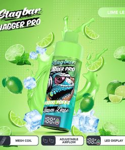 Stagbar Jagger Pro 40000 40K Puffs Adjustable Airflow & LED Display Rechargeable Disposable Vape in Lemon Lime flavor