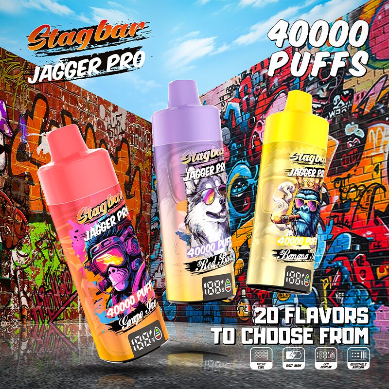Stagbar Jagger Pro 40000 40K Puffs Adjustable Airflow & LED Display Rechargeable Disposable Vape product image