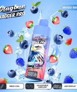 Stagbar Jagger Pro 40000 40K Puffs Adjustable Airflow & LED Display Rechargeable Disposable Vape in Mixed Berries flavor