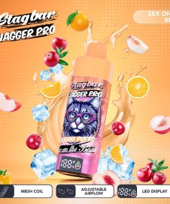 Stagbar Jagger Pro 40000 40K Puffs Adjustable Airflow & LED Display Rechargeable Disposable Vape in Sex On The Beach flavor