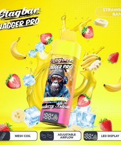Stagbar Jagger Pro 40000 40K Puffs Adjustable Airflow & LED Display Rechargeable Disposable Vape in Strawberry Banana flavor