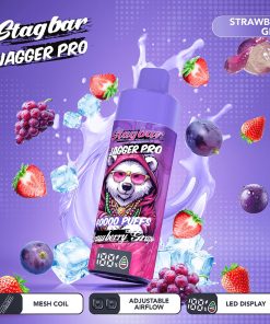 Stagbar Jagger Pro 40000 40K Puffs Adjustable Airflow & LED Display Rechargeable Disposable Vape in Strawberry Grape flavor