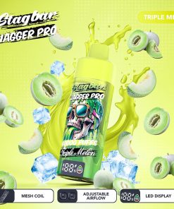 Stagbar Jagger Pro 40000 40K Puffs Adjustable Airflow & LED Display Rechargeable Disposable Vape in Triple Melon flavor
