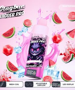 Stagbar Jagger Pro 40000 40K Puffs Adjustable Airflow & LED Display Rechargeable Disposable Vape in Watermelon Ice flavor