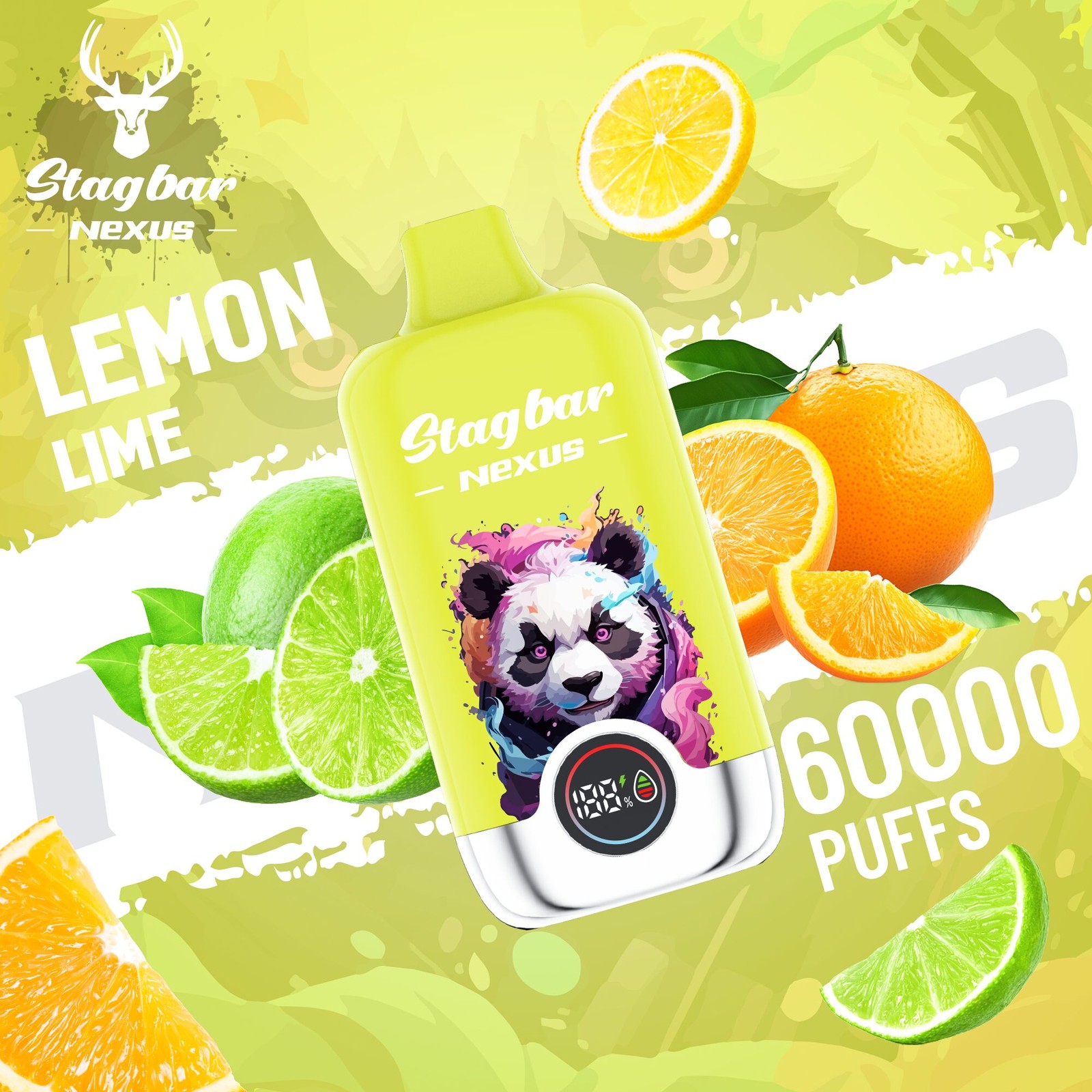 Stagbar Nexus 60000 60K Puffs Airflow Adjustable LED Display Disposable Vape in Lemon Lime flavor