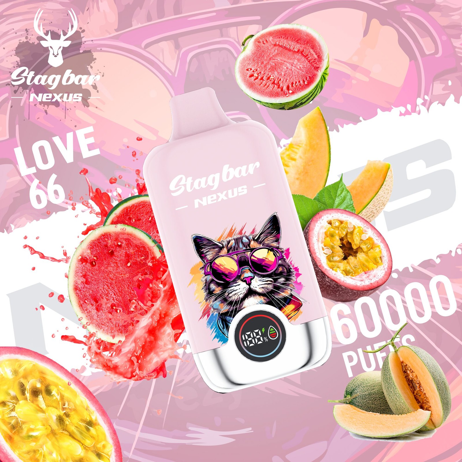 Stagbar Nexus 60000 60K Puffs Airflow Adjustable LED Display Disposable Vape in Love 66 flavor
