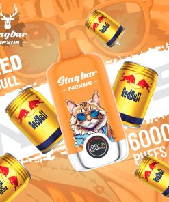 Stagbar Nexus 60000 60K Puffs Airflow Adjustable LED Display Disposable Vape in Red Bull flavor