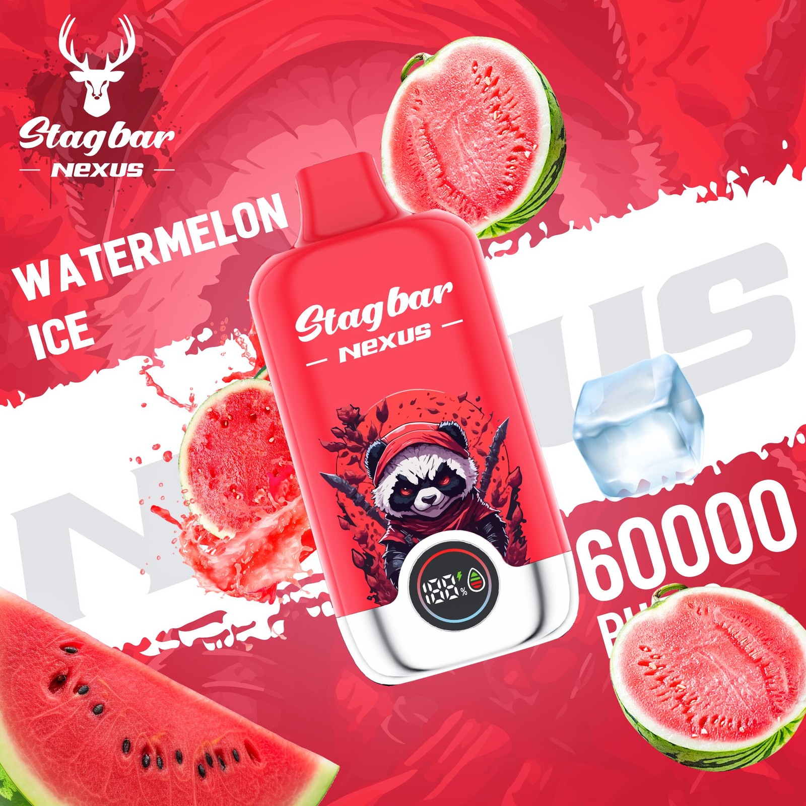 Stagbar Nexus 60000 60K Puffs Airflow Adjustable LED Display Disposable Vape in Watermelon Ice flavor