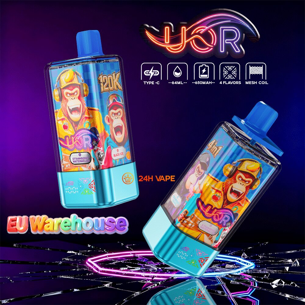 UOR 120000 120k Puffs 4 in 1 Flavors LED Display Disposable Vape EU Warehouse in Strawberry Watermelon&Black Ice&Triple Melon&Cranberry Grape flavor