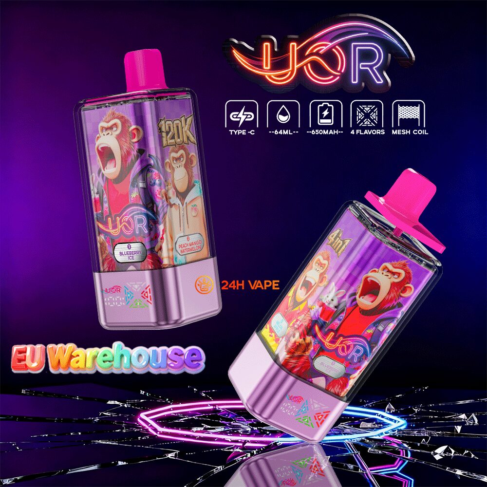 UOR 120000 120k Puffs 4 in 1 Flavors LED Display Disposable Vape EU Warehouse in uor 120k eu warehouse blueberry ice peach mango watermelon passion kiss