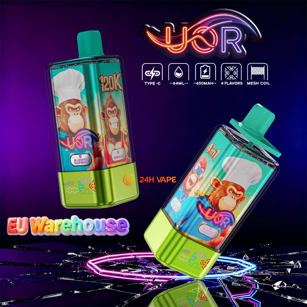 UOR 120000 120k Puffs 4 in 1 Flavors LED Display Disposable Vape EU Warehouse in uor 120k eu warehouse blueberry raspberry grape ice berry ice aloe mango