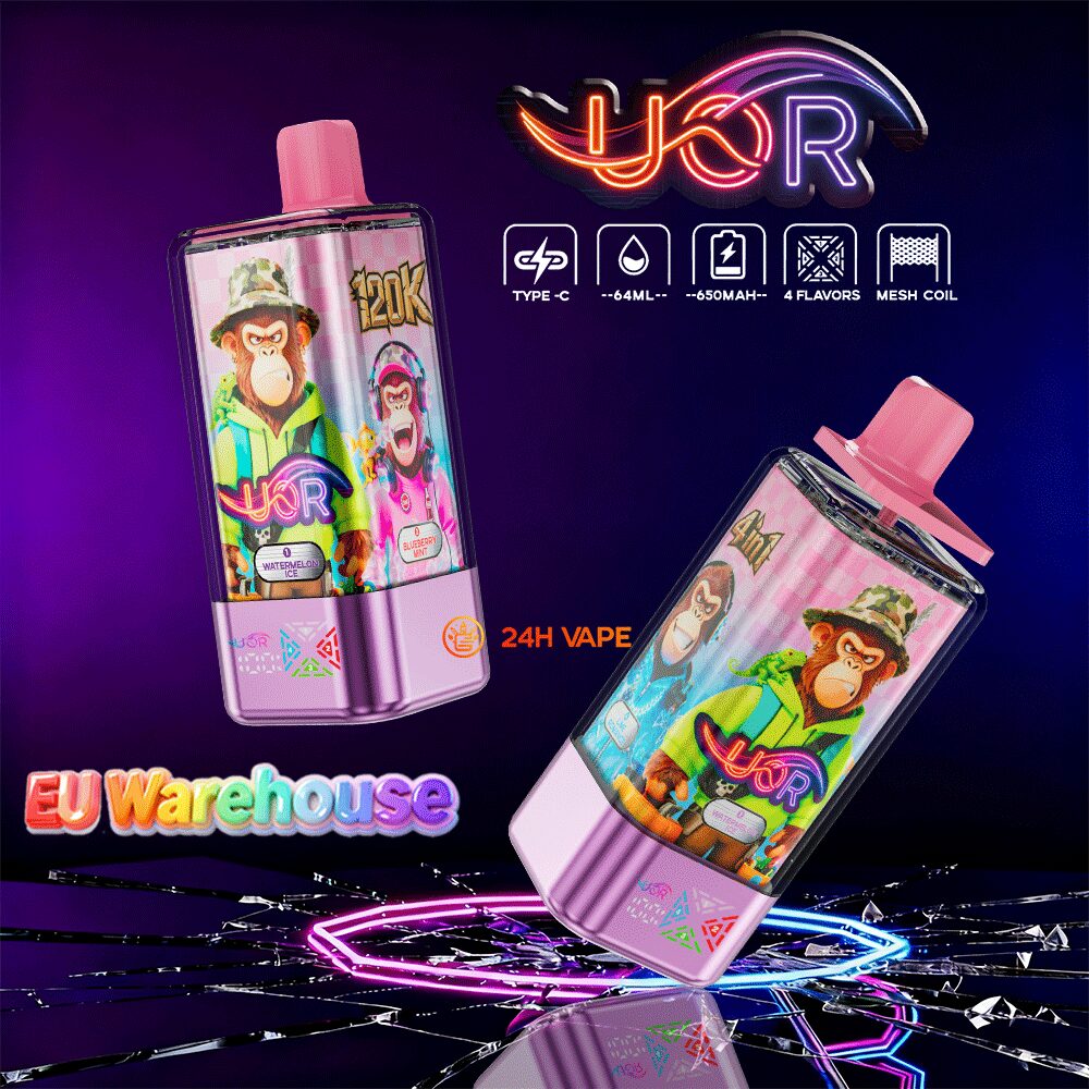UOR 120000 120k Puffs 4 in 1 Flavors LED Display Disposable Vape EU Warehouse in Watermelon Ice&Blueberry Mint&Fuji Apple Ice&Lime Romance flavor