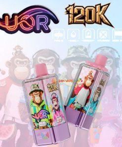 UOR 120000 120K Puffs 4 in 1 Flavors Rechargeable LED Display Disposable Vape in Watermelon Ice / Blueberry Mint / Fuji Apple Ice / Lime Romance flavor