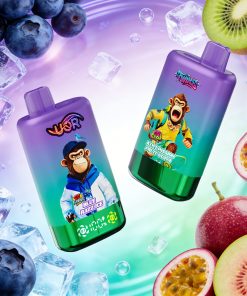 UOR Twins 80000 80k Puffs Double Flavor LED Display Disposable Vape in Blue Razz Ice & Kiwi Passion Fruit Guava flavor