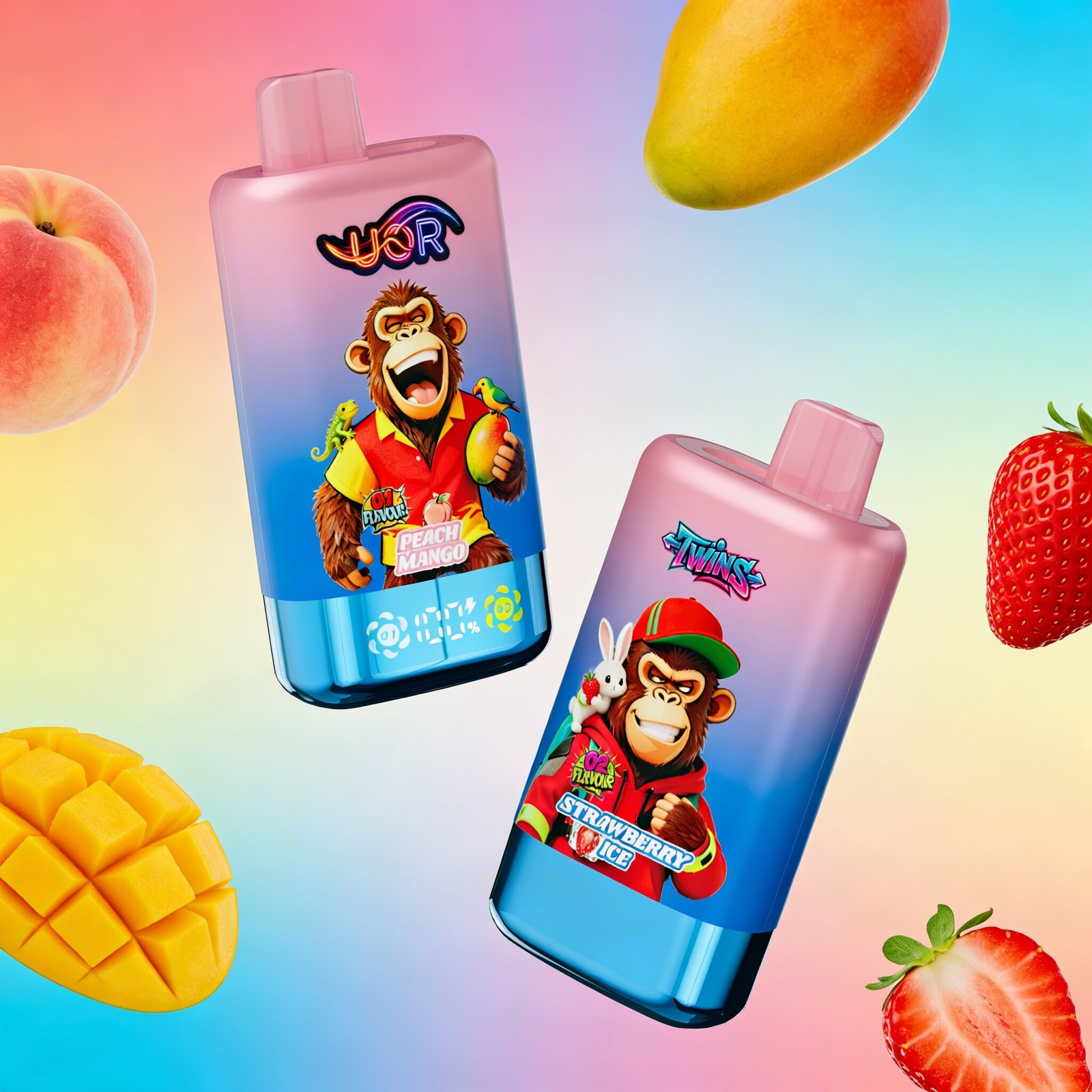 UOR Twins 80000 80k Puffs Double Flavor LED Display Disposable Vape in uor twins 80000 80k peach mango strawberry ice 1 flavor