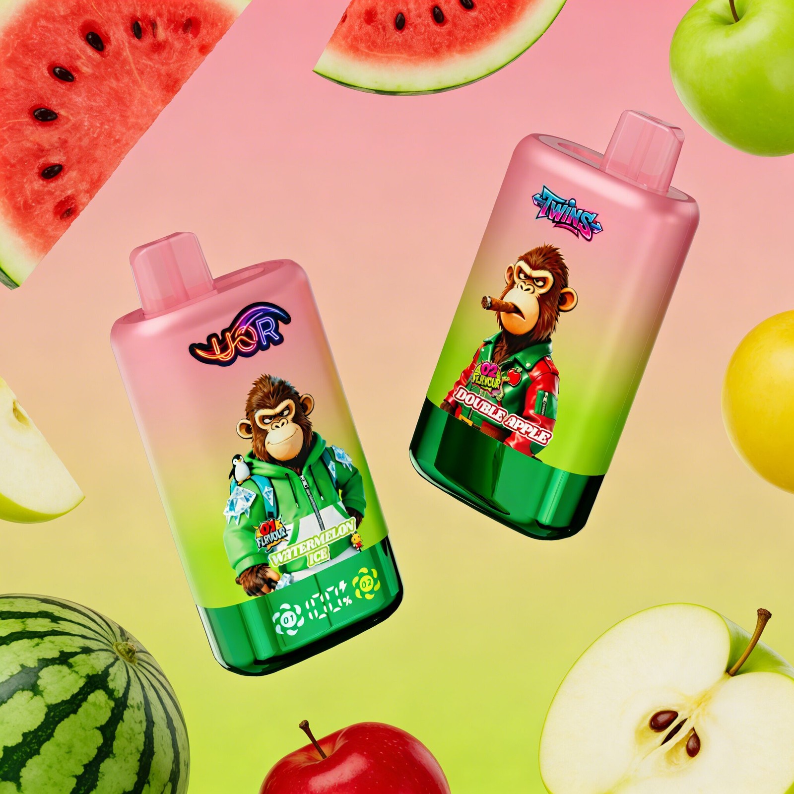 UOR Twins 80000 80k Puffs Double Flavor LED Display Disposable Vape in Watermelon Ice & Double Apple flavor