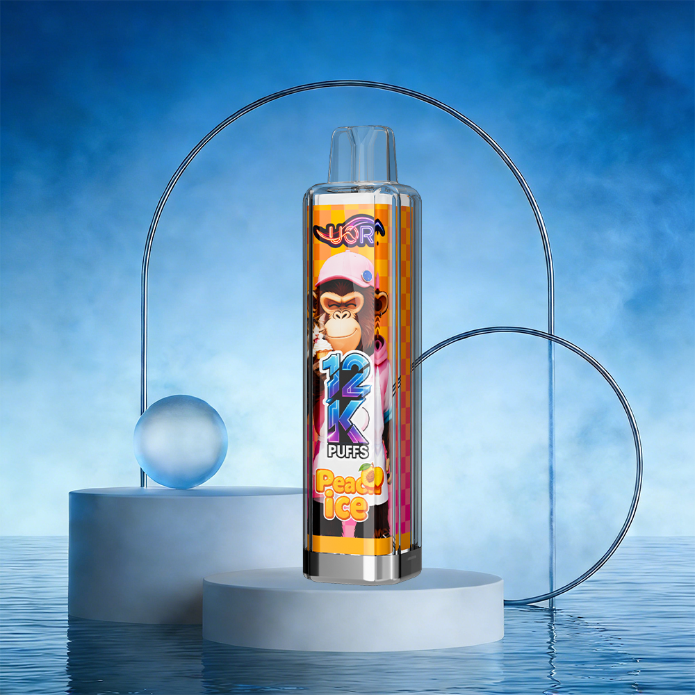 UOR Crystal 12000 12K Puffs Puffs Rechargeable Disposable Vape EU Warehouse in Peach Ice flavor