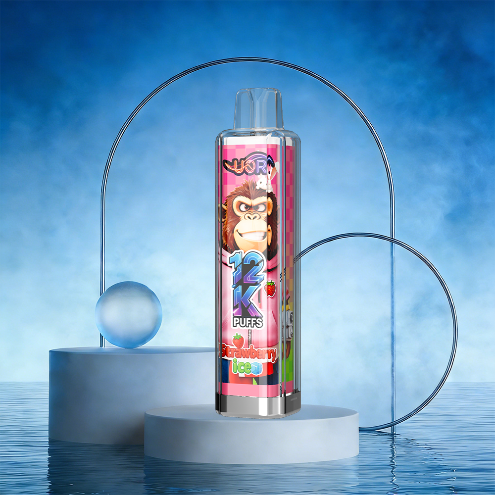 UOR Crystal 12000 12K Puffs Puffs Rechargeable Disposable Vape EU Warehouse in Strawberry Ice flavor