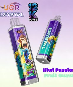 UOR Crystal 12000 12K Puffs Rechargeable LED Light Disposable in Kiwi Passion Fruit Guava flavor