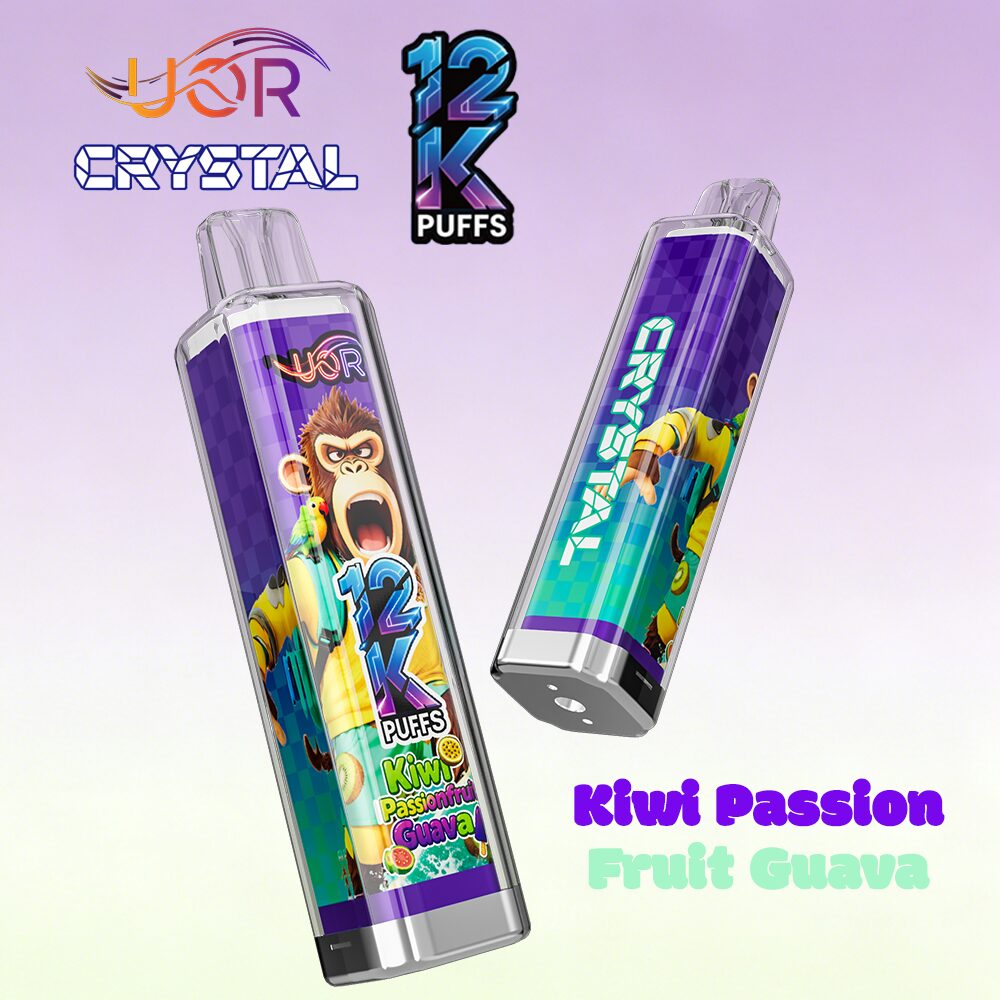 UOR Crystal 12000 12K Puffs Rechargeable LED Light Disposable in Kiwi Passion Fruit Guava flavor