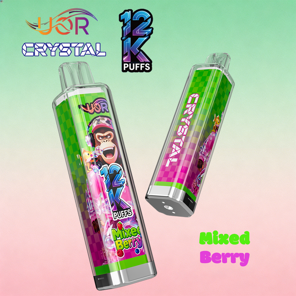 UOR Crystal 12000 12K Puffs Rechargeable LED Light Disposable in Mixed Berry flavor