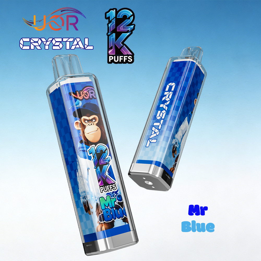 UOR Crystal 12000 12K Puffs Rechargeable LED Light Disposable in Mr Blue flavor